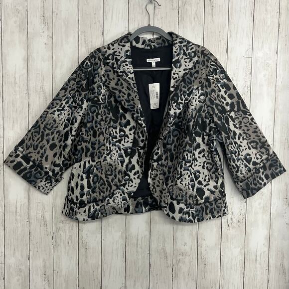 Fashion Bug Animal Print Urban Jungle Open Front Plus Size Work Business Blazer - Picture 1 of 9